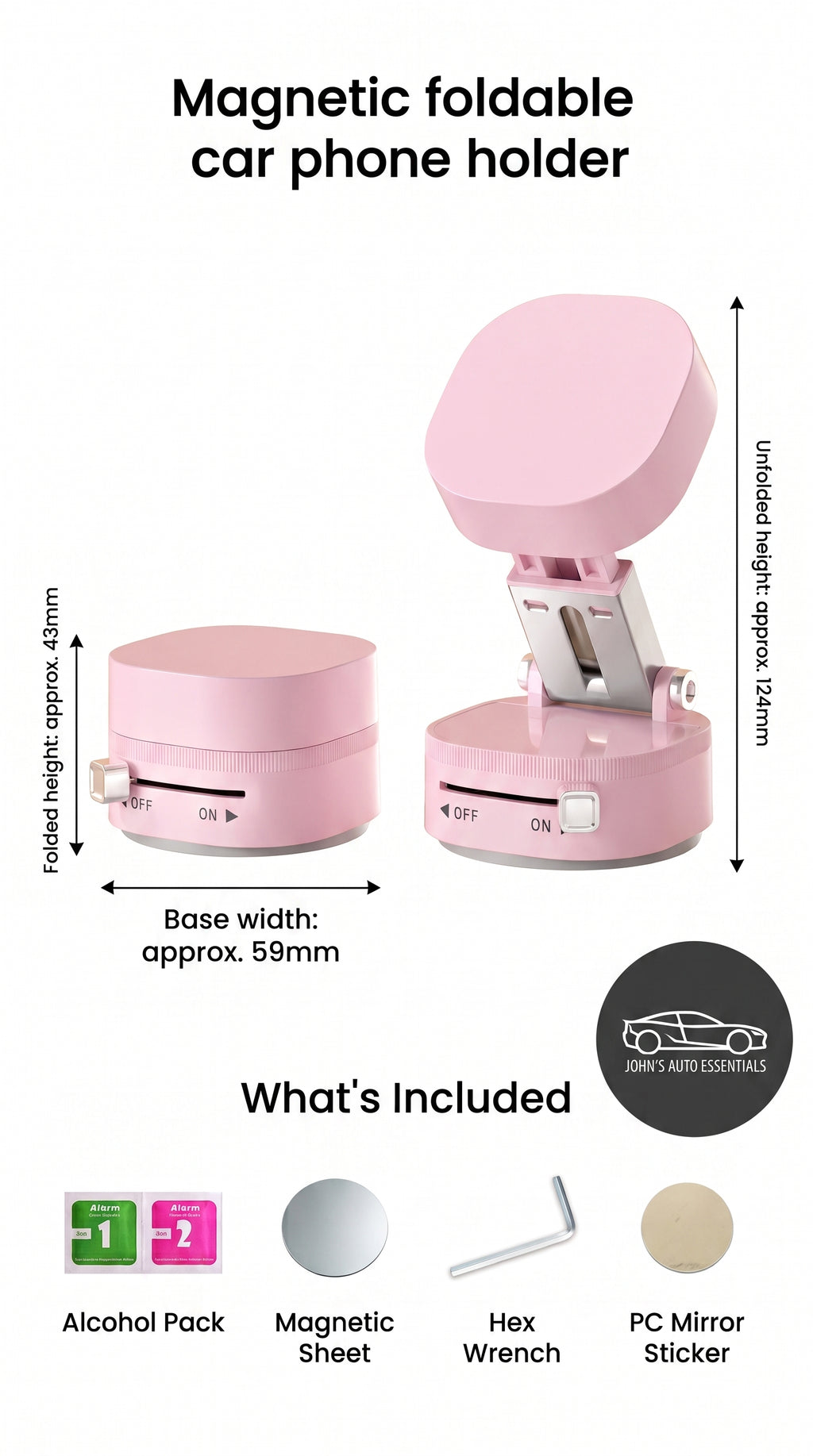 JAE's Magnetic Foldable Car Phone Holder with Suction Cup