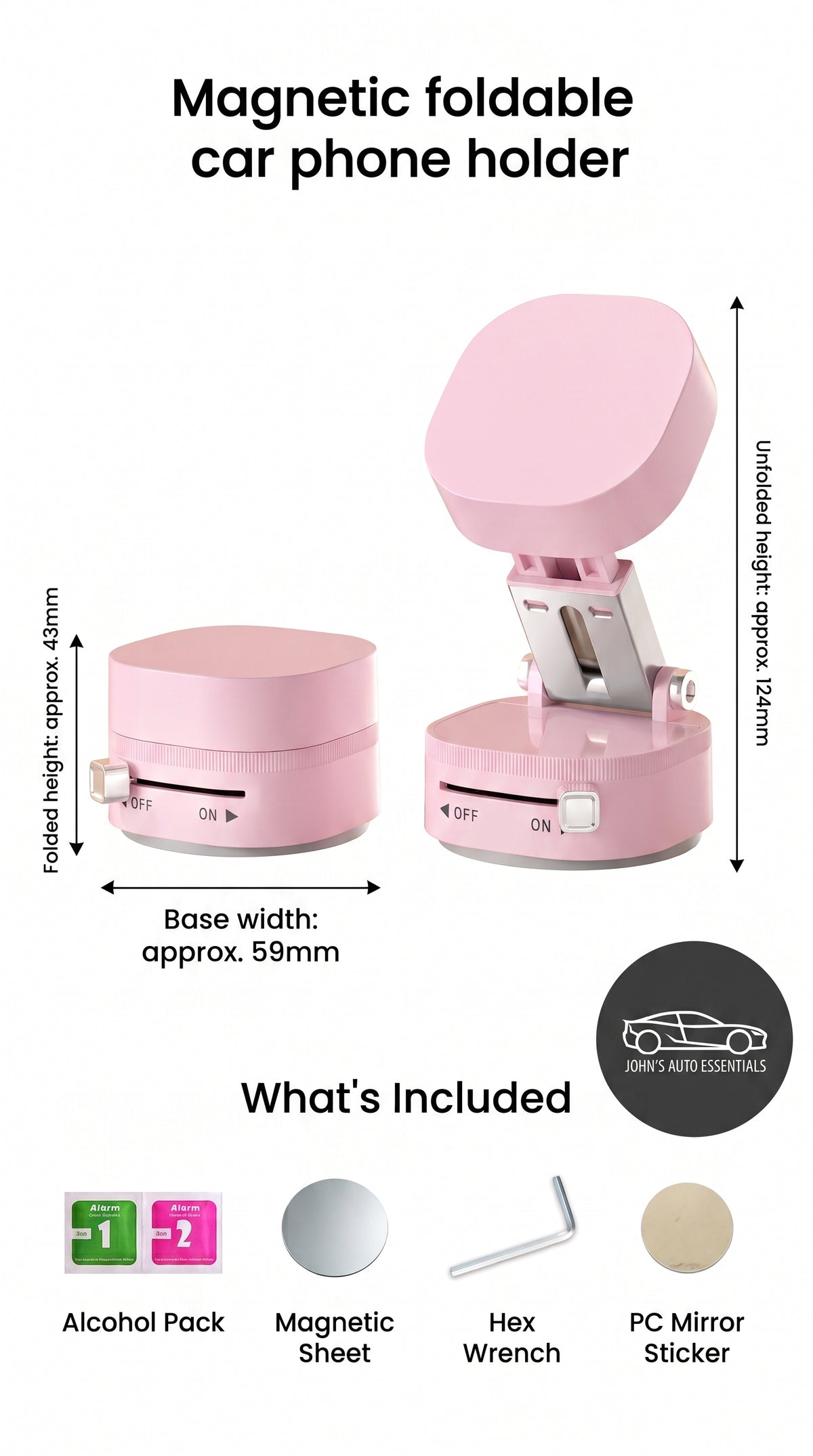 JAE's Magnetic Foldable Car Phone Holder with Suction Cup